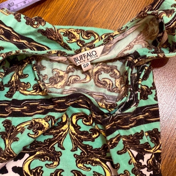 π· Buffalo David Bitton π· Y2K Sleeveless Green Gold Chain Geometric Pattern Dress - Picture 10 of 15